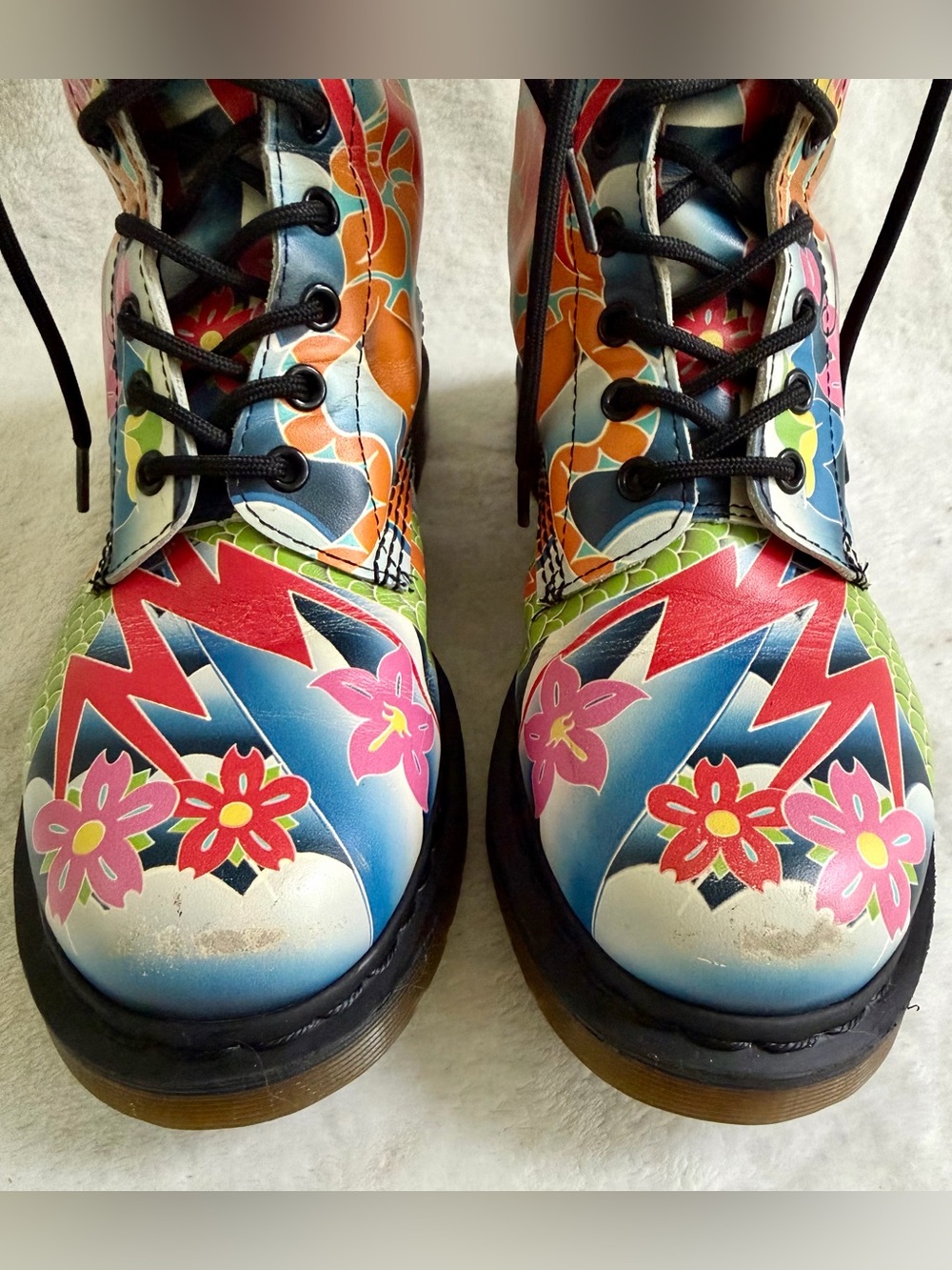 Dr. Martens 1460W Psych Tattoo Leather Strap Pascal‎ Combat Boots Women’s Size 9 - Picture 4 of 15